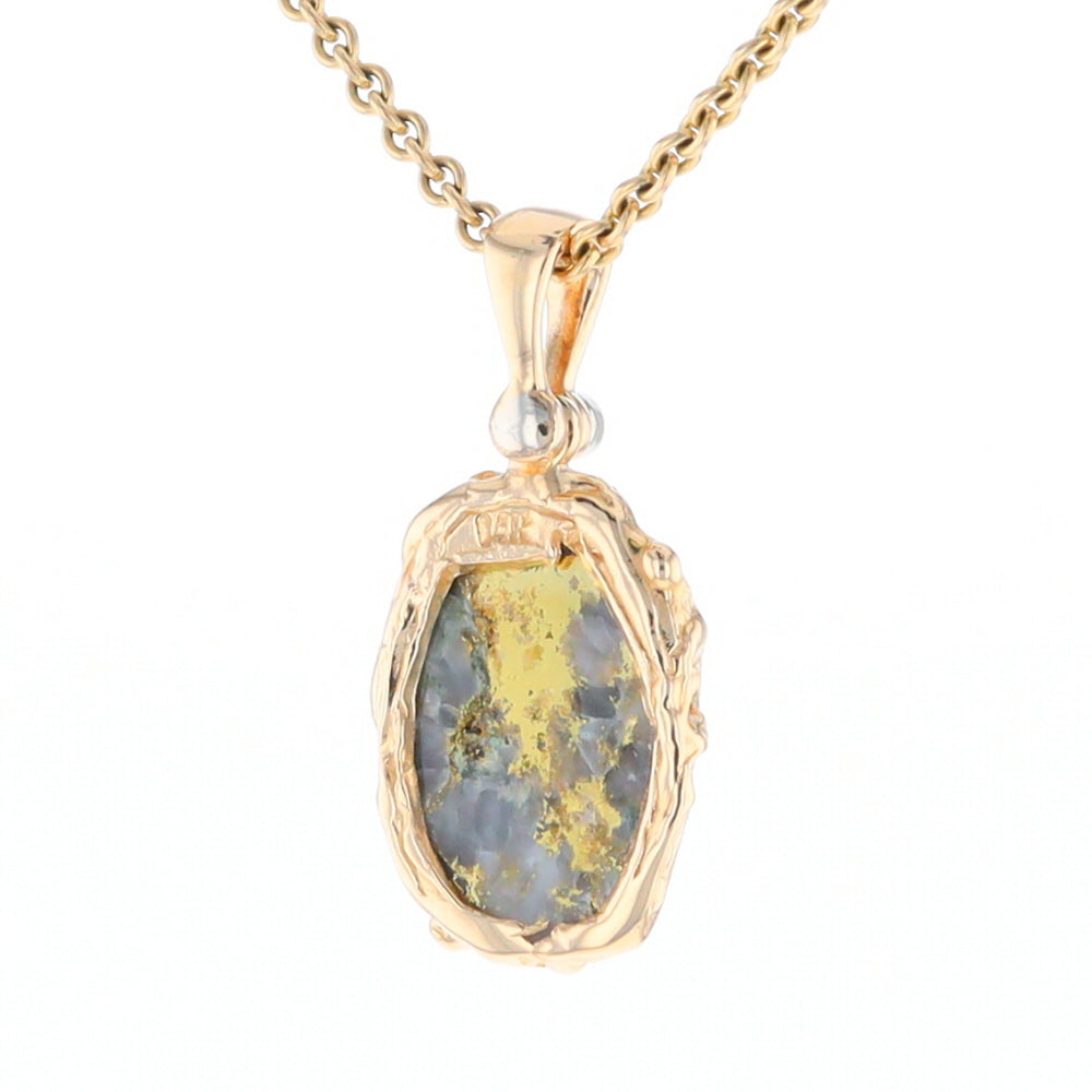 Serpentine & Gold Quartz Freeform Pendant