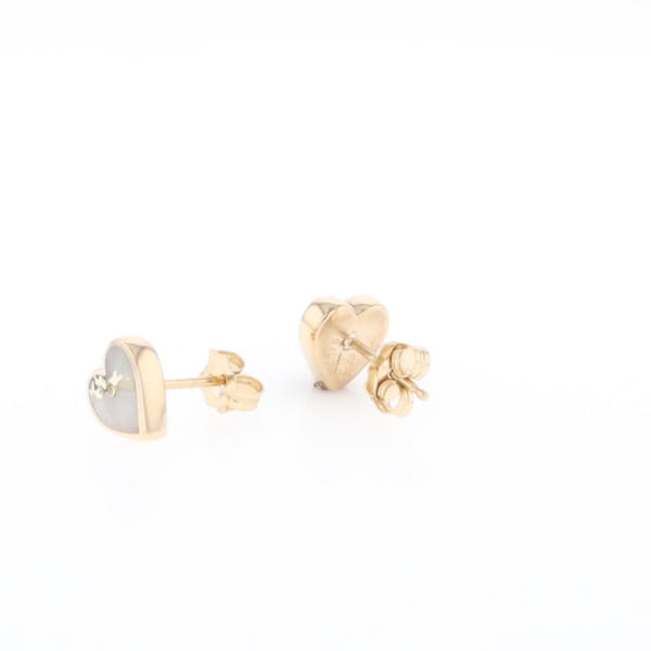 Gold Quartz Heart Stud Earrings - G2
