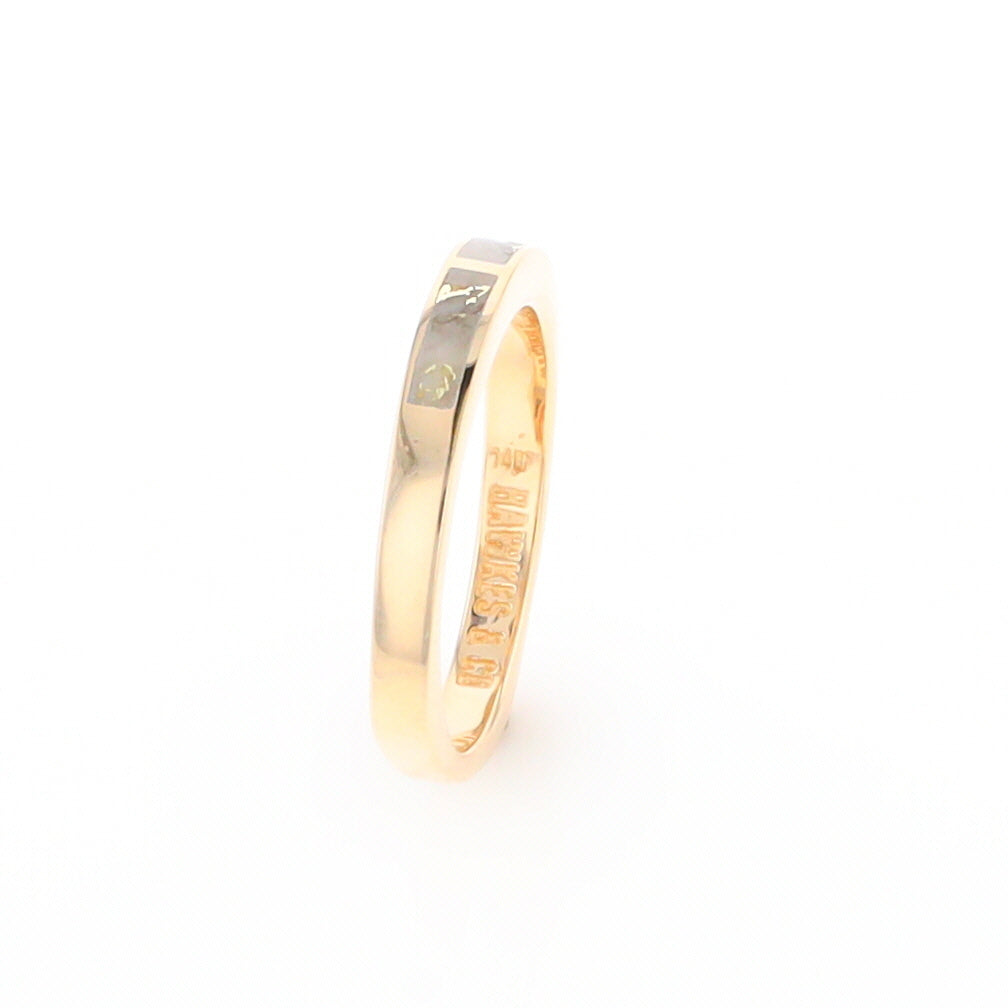 Gold Quartz Ring 3 Rectangle Section Inlaid Band