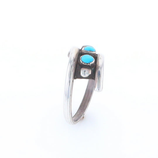 Round Turquoise Row Bypass Ring