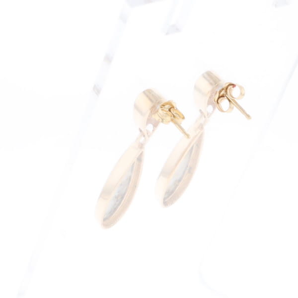 Gold Quartz Earrings Tear Drop Inlaid Design