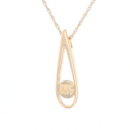 Open Teardrop Round Gold Quartz Inlaid Pendant