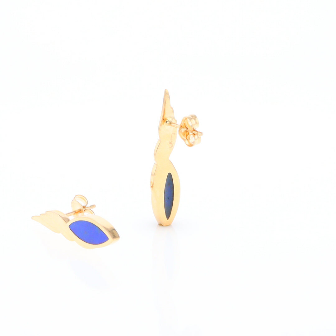 Marquise Lapis Swirl Design Inlaid Earrings