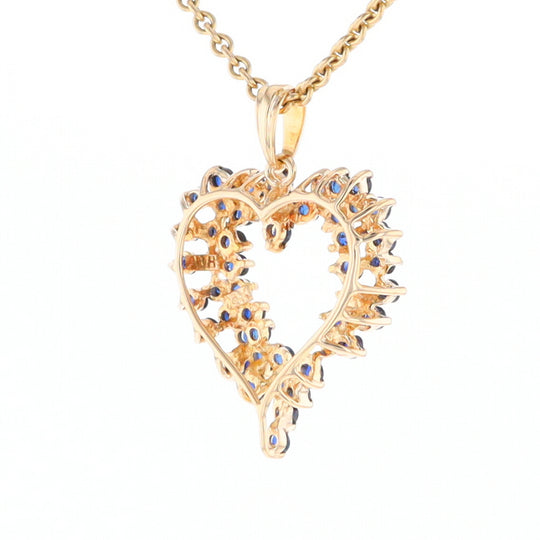 Bursting Sapphire Open Heart Pendant