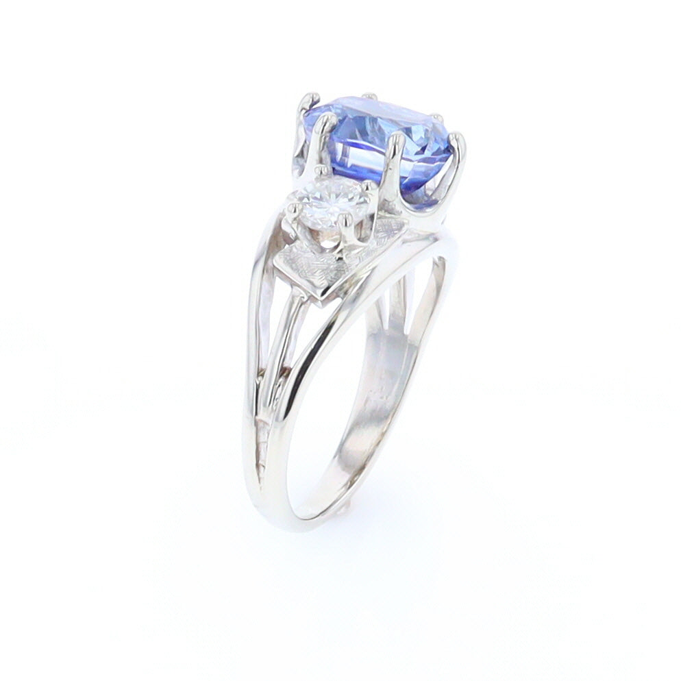 Oval Sapphire Ring with Diamond Side Accents