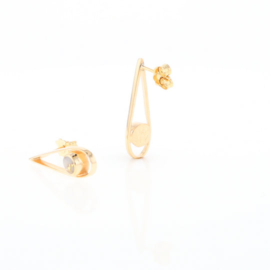 Gold Quartz Round Inlaid Teardrop Earrings - G2