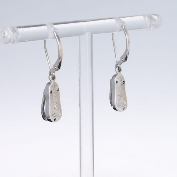 Opal Earrings Sandal Inlaid Design Lever Backs