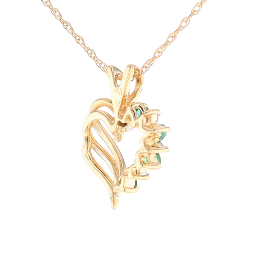 Open Heart Emerald and Diamond Pendant