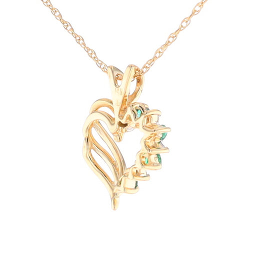 Open Heart Emerald and Diamond Pendant