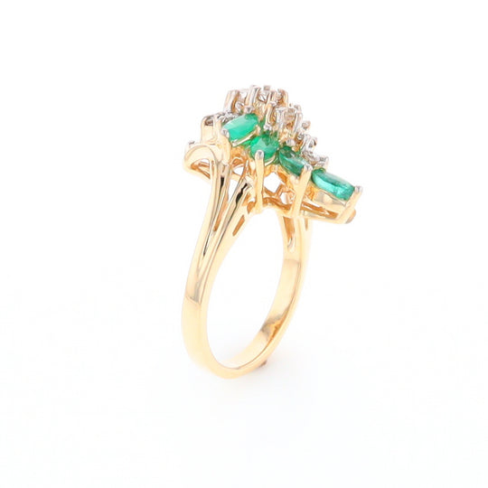 Emerald and Diamond Cluster Ring