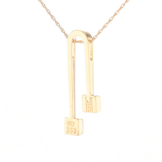 Gold Quartz 2 Square Curved Bar Pendant