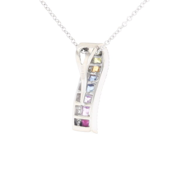 Multi-color Sapphire Necklace with Diamond Accents