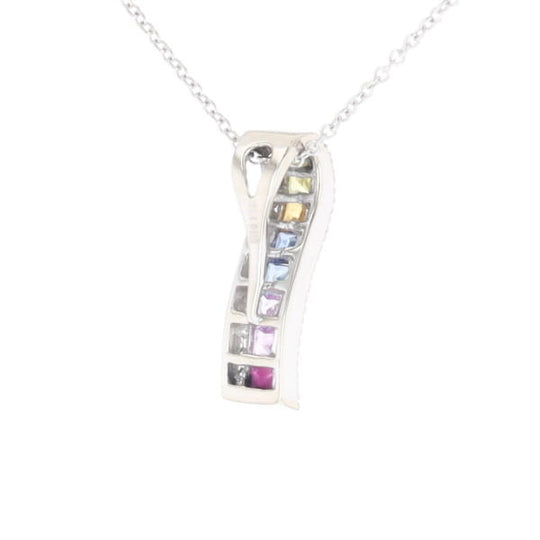 Multi-color Sapphire Necklace with Diamond Accents