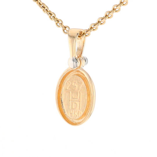 Gold Quartz Oval Inlaid Pendant with .02ct Diamond