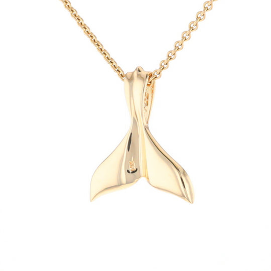 Whale Tail Necklaces Gold Quartz Double Sided Inlaid Sea Life Pendant