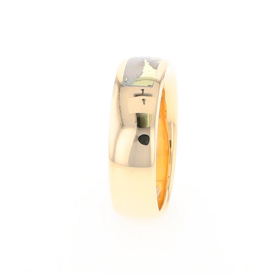 Gold Quartz Ring 3 Section Rectangle Inlaid Band