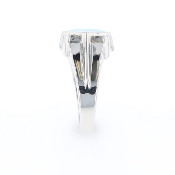 Natural Sleeping Beauty Turquoise ring diamond shape inlaid design with .16ctw round diamonds