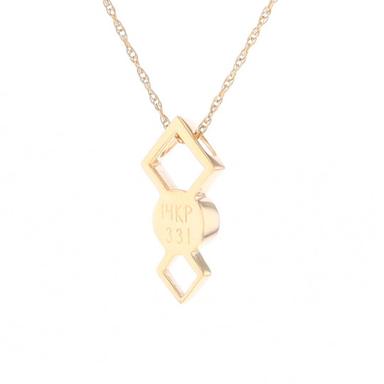 Gold Quartz Round Inlay Double Diamond Design Pendant