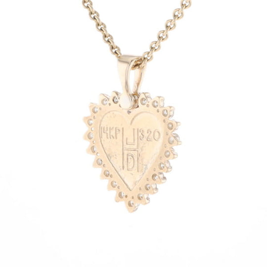 Gold Quartz Heart Shape Inlaid .55Ctw Diamond Pendant