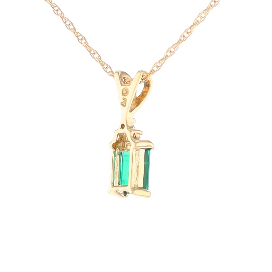 Synthetic Emerald Pendant with Diamond Accents