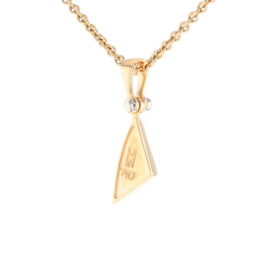 Gold Quartz Necklace Sail Inlaid Design Pendant with .02ct Diamond