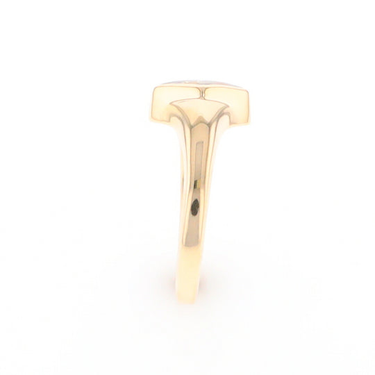 Gold Quartz Ring Diamond Shape Inlaid Design