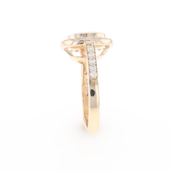 Rectangular Gold Quartz Inlaid Ring with 0.65ctw Diamond Halo