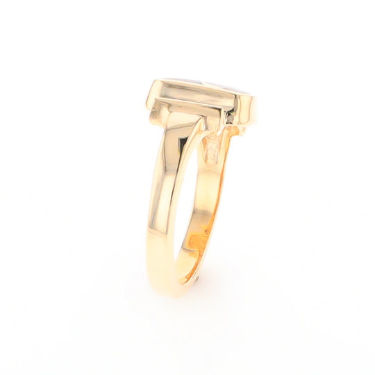 Gold Quartz Ring Oval Inlaid Design with .24ctw Round Diamonds