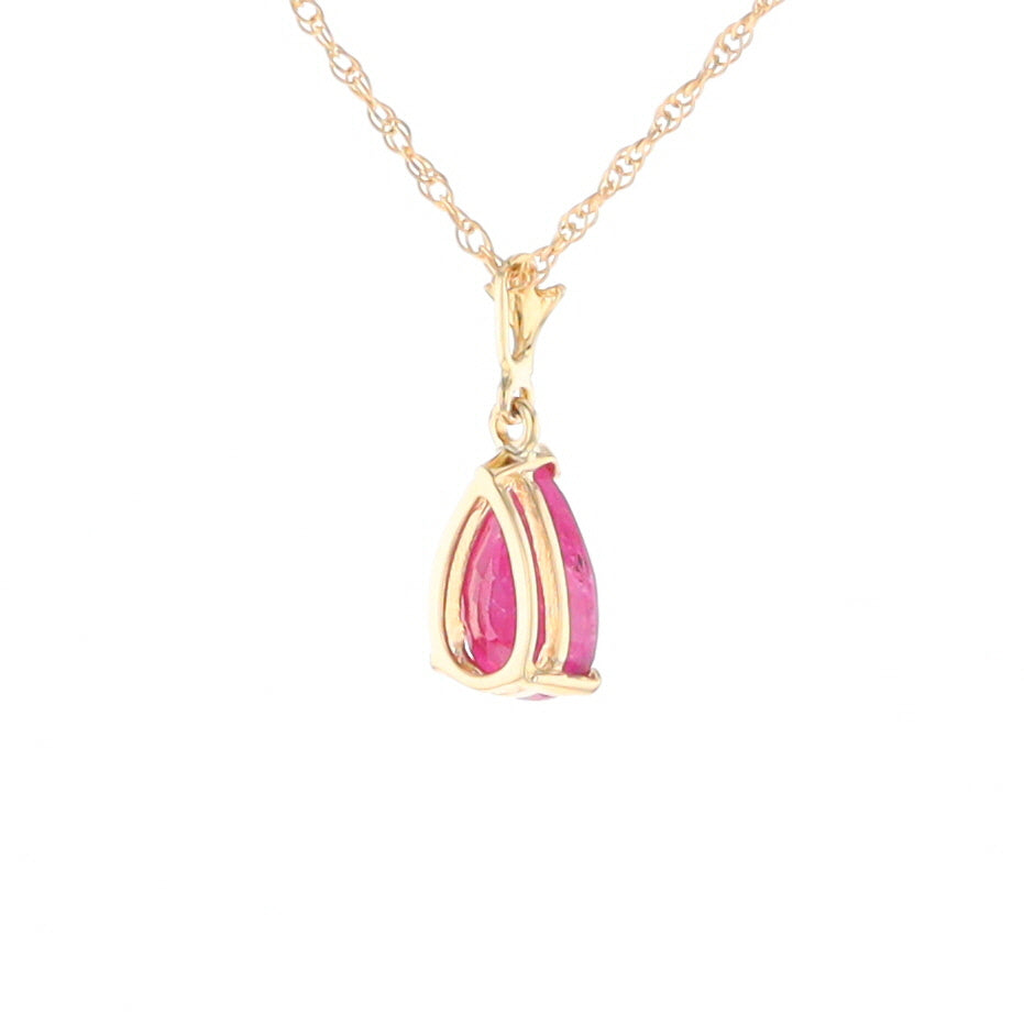 Pear Ruby Solitaire Necklace