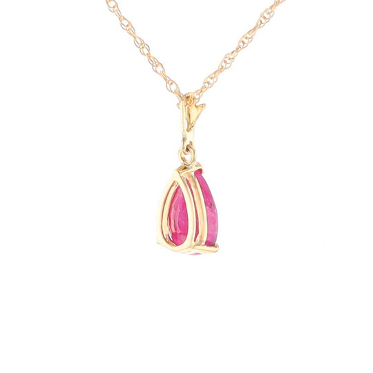 Pear Ruby Solitaire Necklace