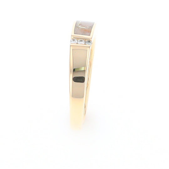 Gold Quartz Ring Double Inlaid Design with .03ctw Round Diamonds