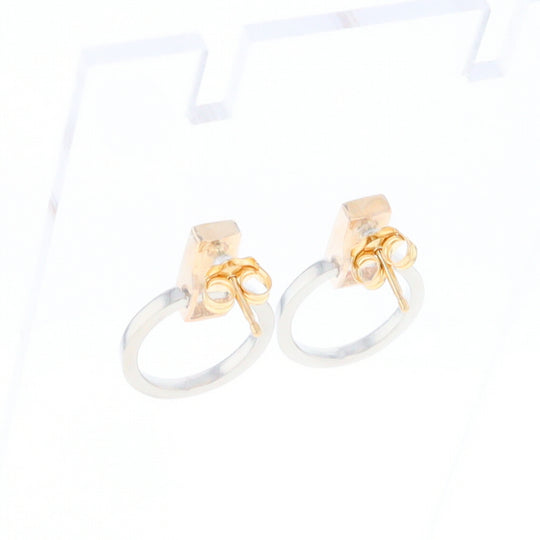 Gold Quartz Rectangle Inlaid Knocker Earrings - G2