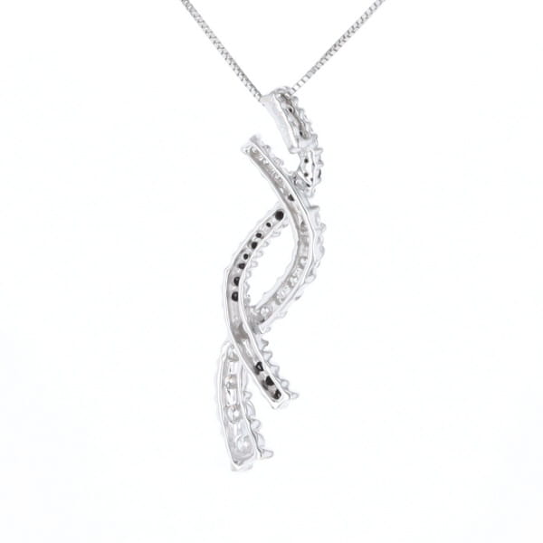 Ribbon Necklace With Black and White Diamonds