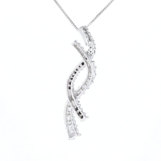 Ribbon Necklace With Black and White Diamonds