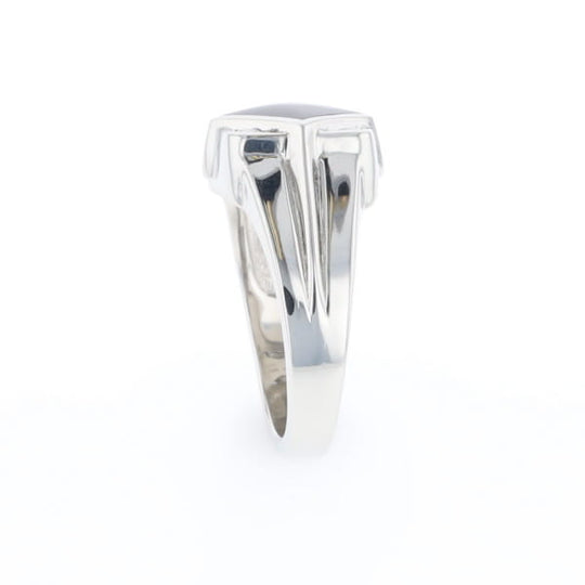 Natural onyx ring diamond shape inlaid design with .16ctw round diamonds