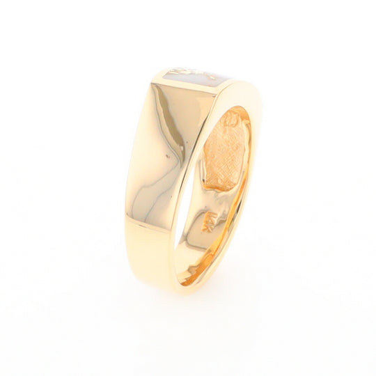 Gold Quartz Ring Rectangle Inlaid Design