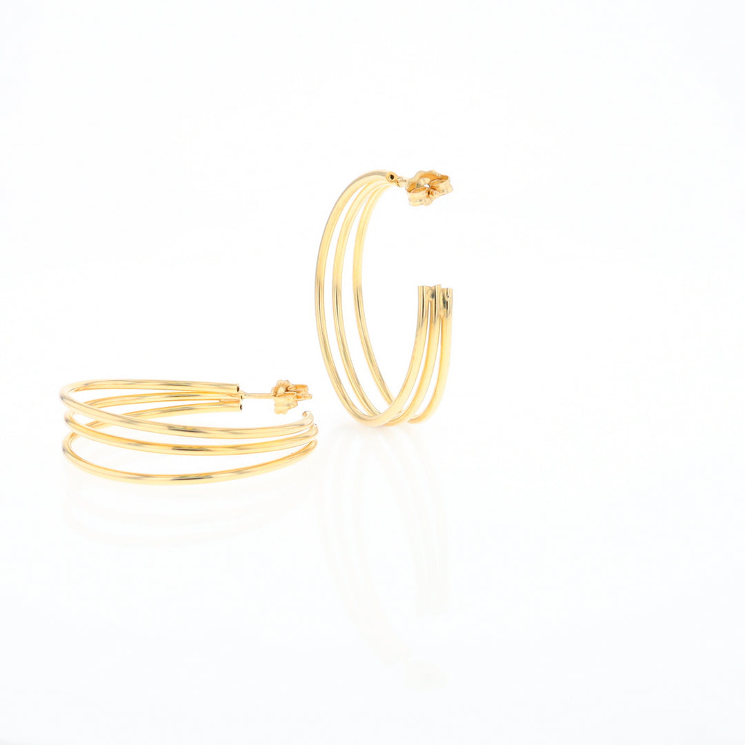 Three Bar Gold Hoop Earrings