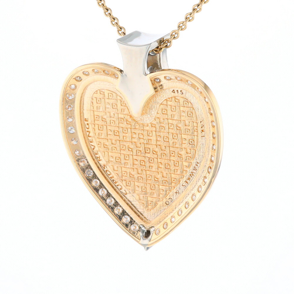 Gold Quartz Necklace Cupid's Revenge 2.24ctw Diamonds Heart Pendant (G1)