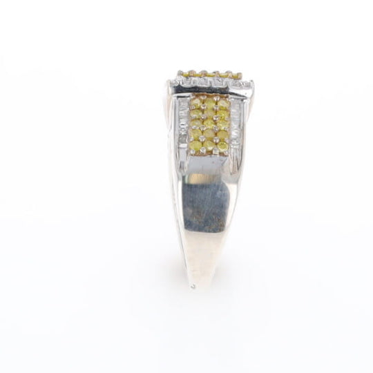 Yellow and White Diamond Filigree Design Ring