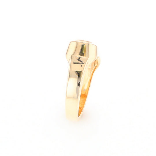 Gold Quartz Ring Oval Inlaid Design - G2