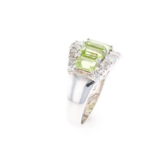 Peridot and CZ Cocktail Ring