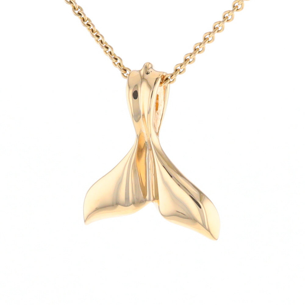 Whale Tail Necklaces Gold Quartz Double Sided Inlaid Sea Life Pendant