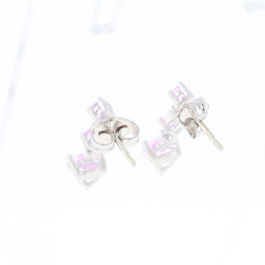 Synthetic Pink Sapphire Dangle Heart Earrings
