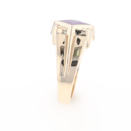 Natural Sugilite ring diamond shape inlaid design with .16ctw round diamonds