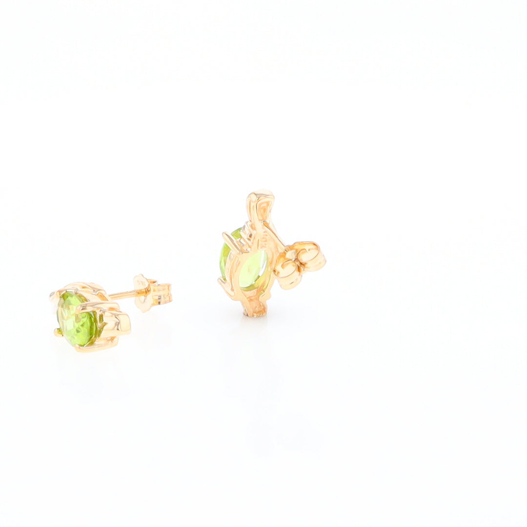 Peridot Ribbon Stud Earrings