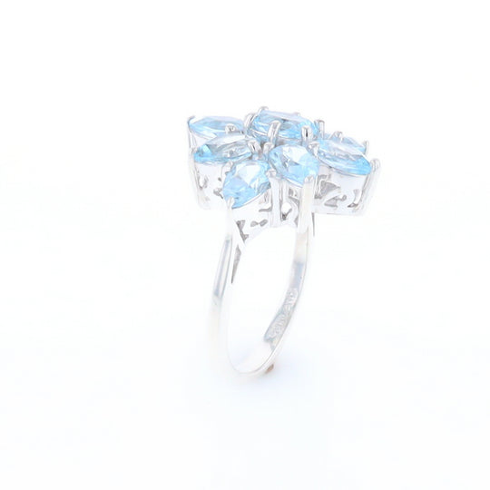 Blue Topaz Flower Ring