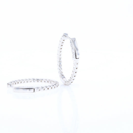 Oval Diamond Hoops Earrings