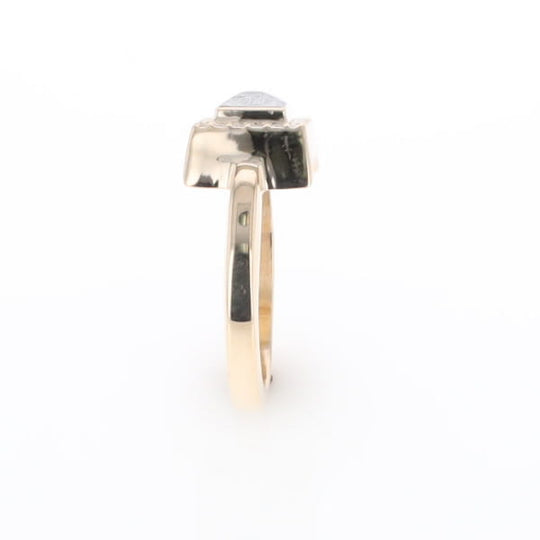 Meteorite Ring Square Inlaid Halo .14ctw Diamonds Design