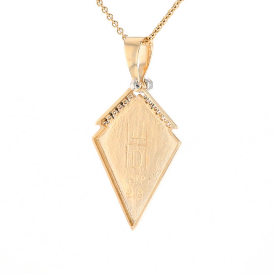 Gold Quartz Kite Shape Inlaid Pendant with .27ctw Diamonds