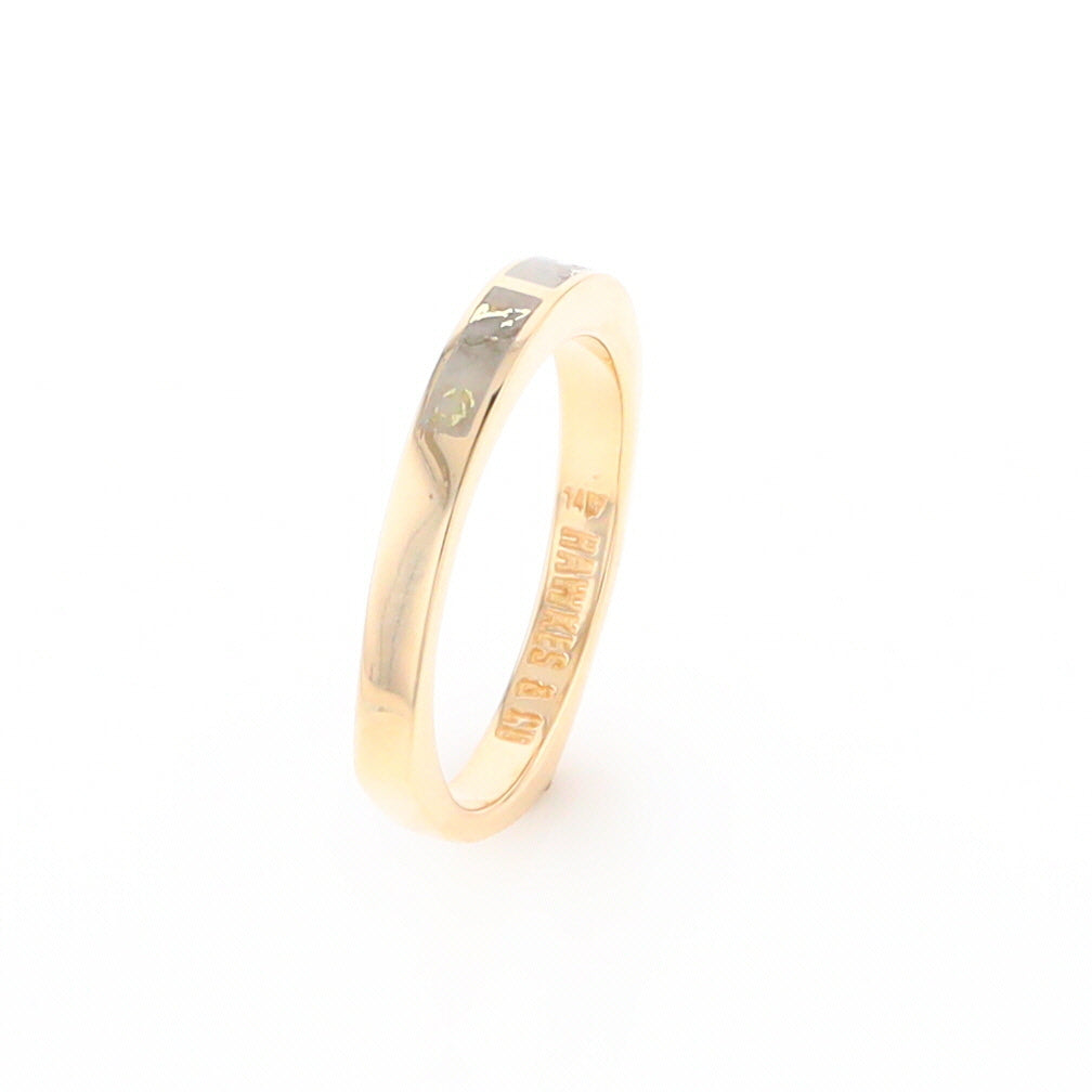 Gold Quartz Ring 3 Rectangle Section Inlaid Band